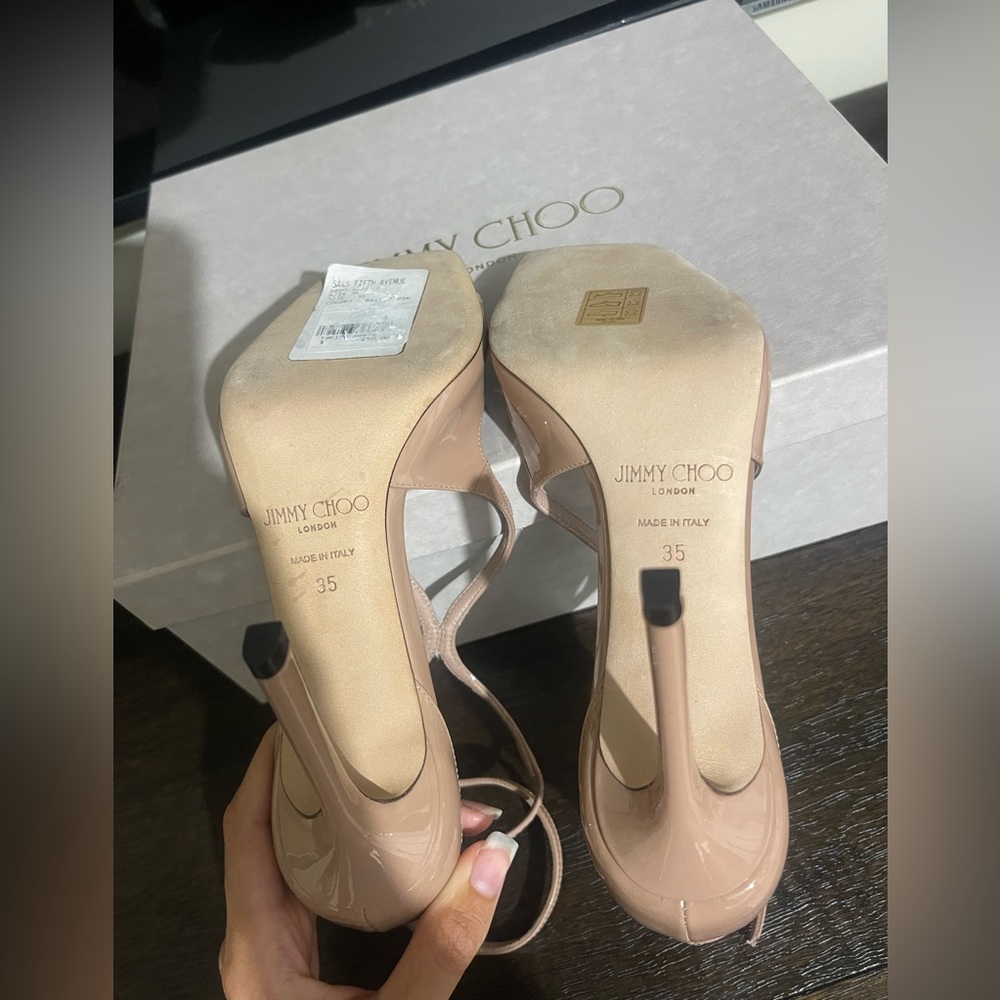 Jimmy Choo Azia 95 Ballet Pink Patent Leather Sandals - Picture 13 of 13